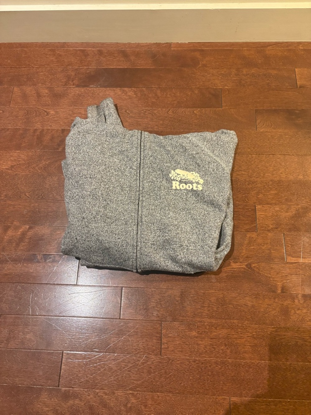 Roots Heather Gray Full-Zip Hoodie with White Logo